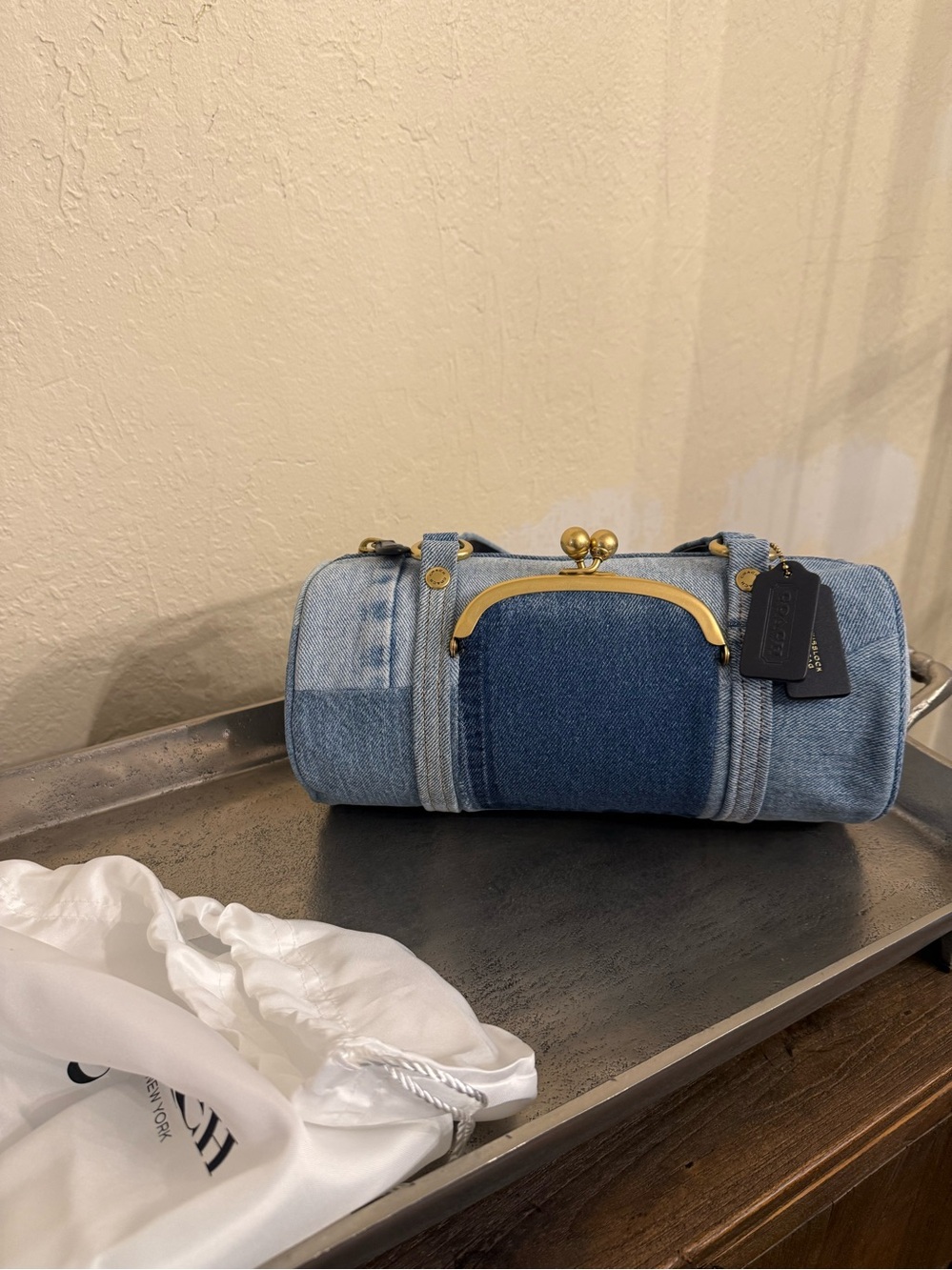 COACH - Originals Kisslock 28 Denim Barrel Bag - Picture 5 of 12